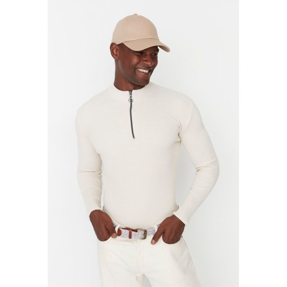 NWT Trendyol Men Fitted Standing collar Knitwear Sweater